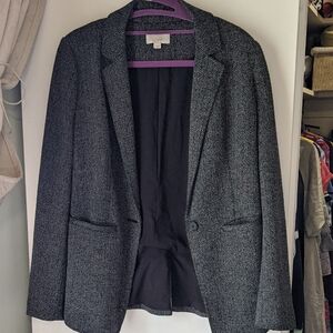 LOFT Black and White Patterned Blazer